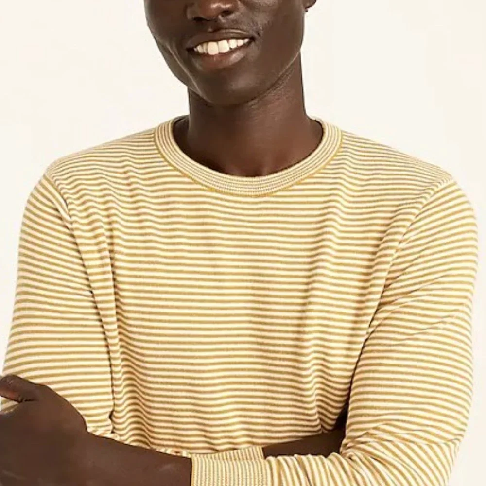 J. Crew Cotton split-hem sweater in stripe XL